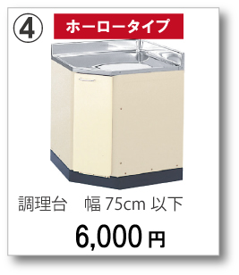 【ホーロータイプ】調理台　幅75cm以下　6,000円