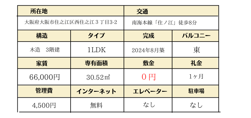 AVENIR住之江　詳細